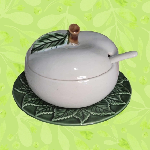 Other - White & Green Apple-Shaped Tureen & Plate